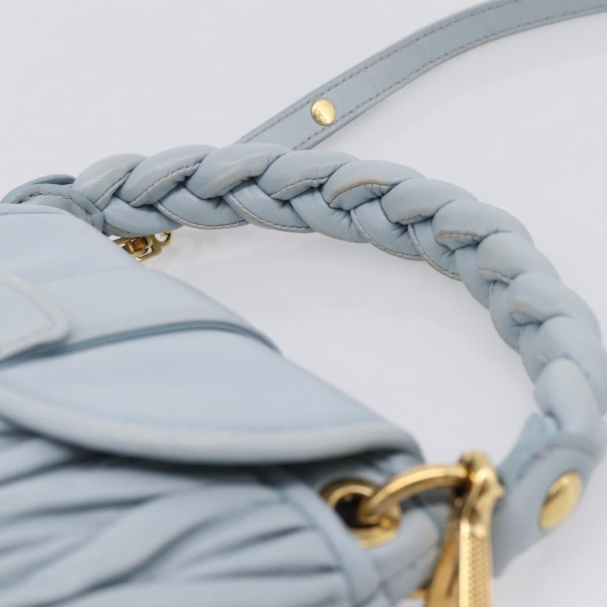 Miu Miu Coffer Hobo Matelasse Leather Blue Leather Handbag (Pre-Owned)