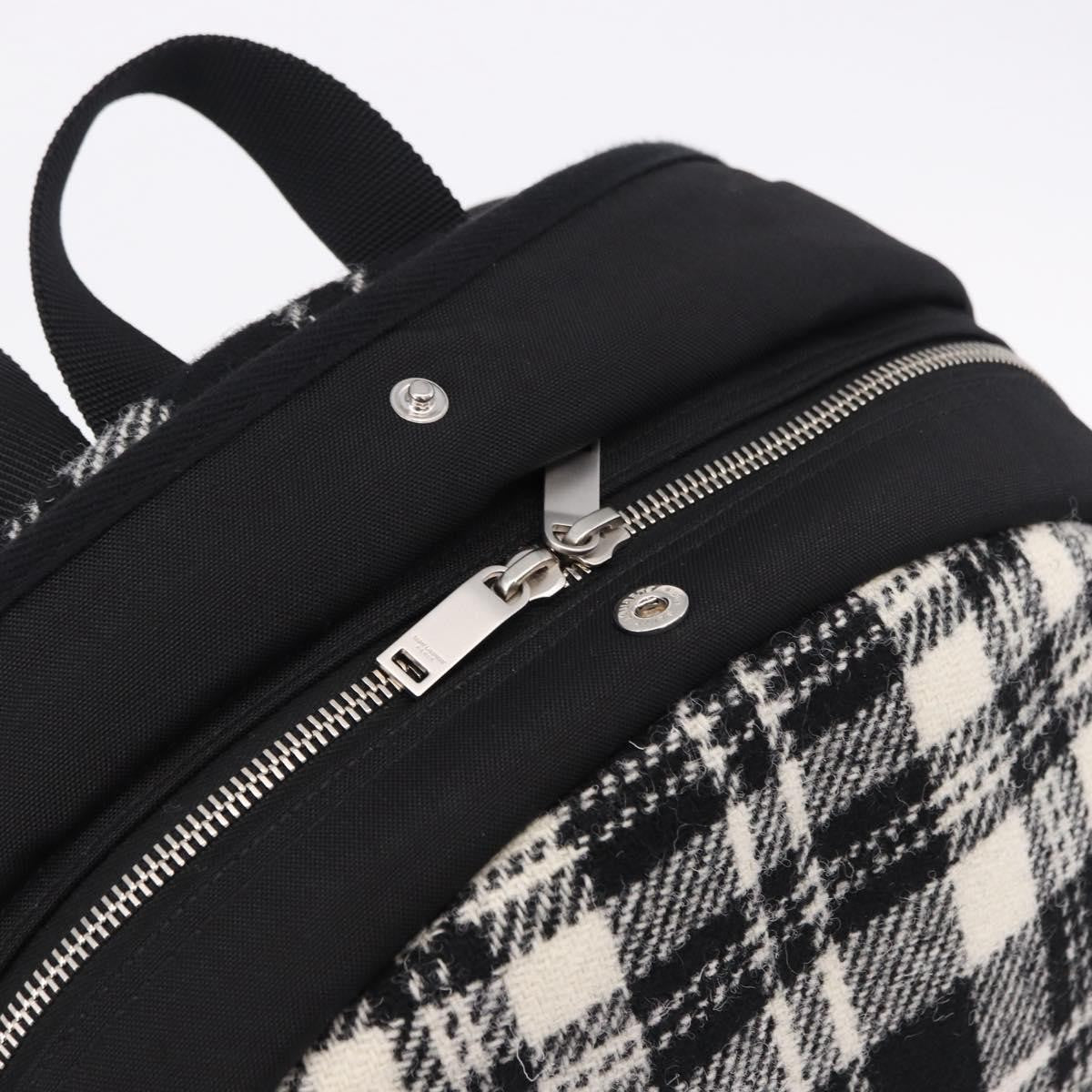 Saint Laurent City Printed Wool Black Wool Backpack Bag (Pre-Owned)