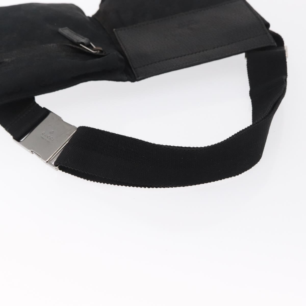 Gucci Vintage Double Belt Gg Canvas With Leather Black Canvas Handbag (Pre-Owned)