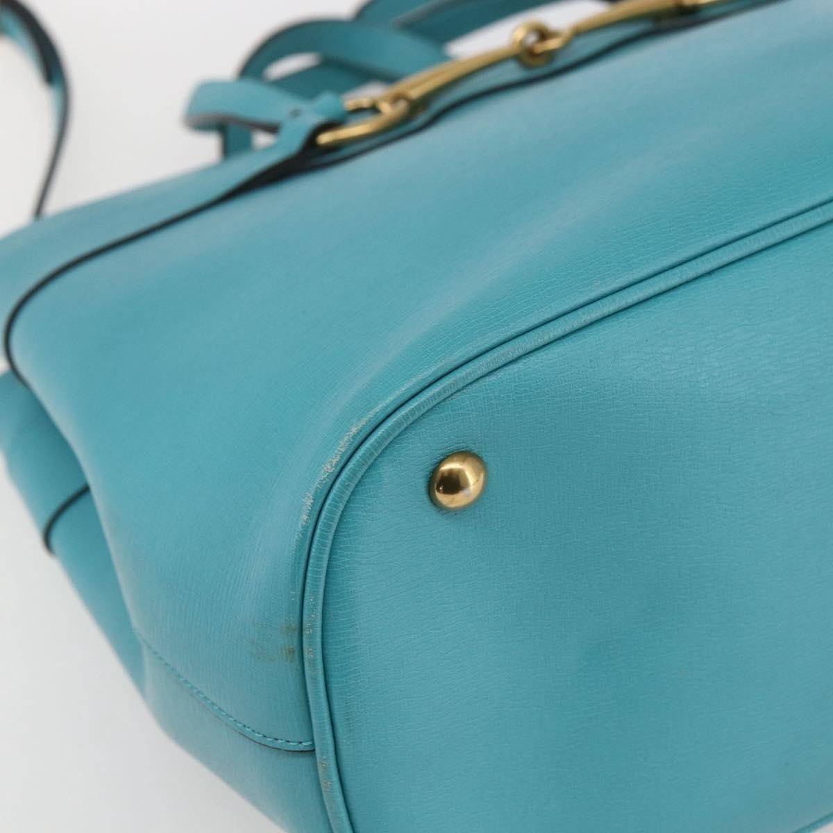 Gucci Bright Bit Convertible Tote Leather Blue Leather Tote Bag Bag (Pre-Owned)
