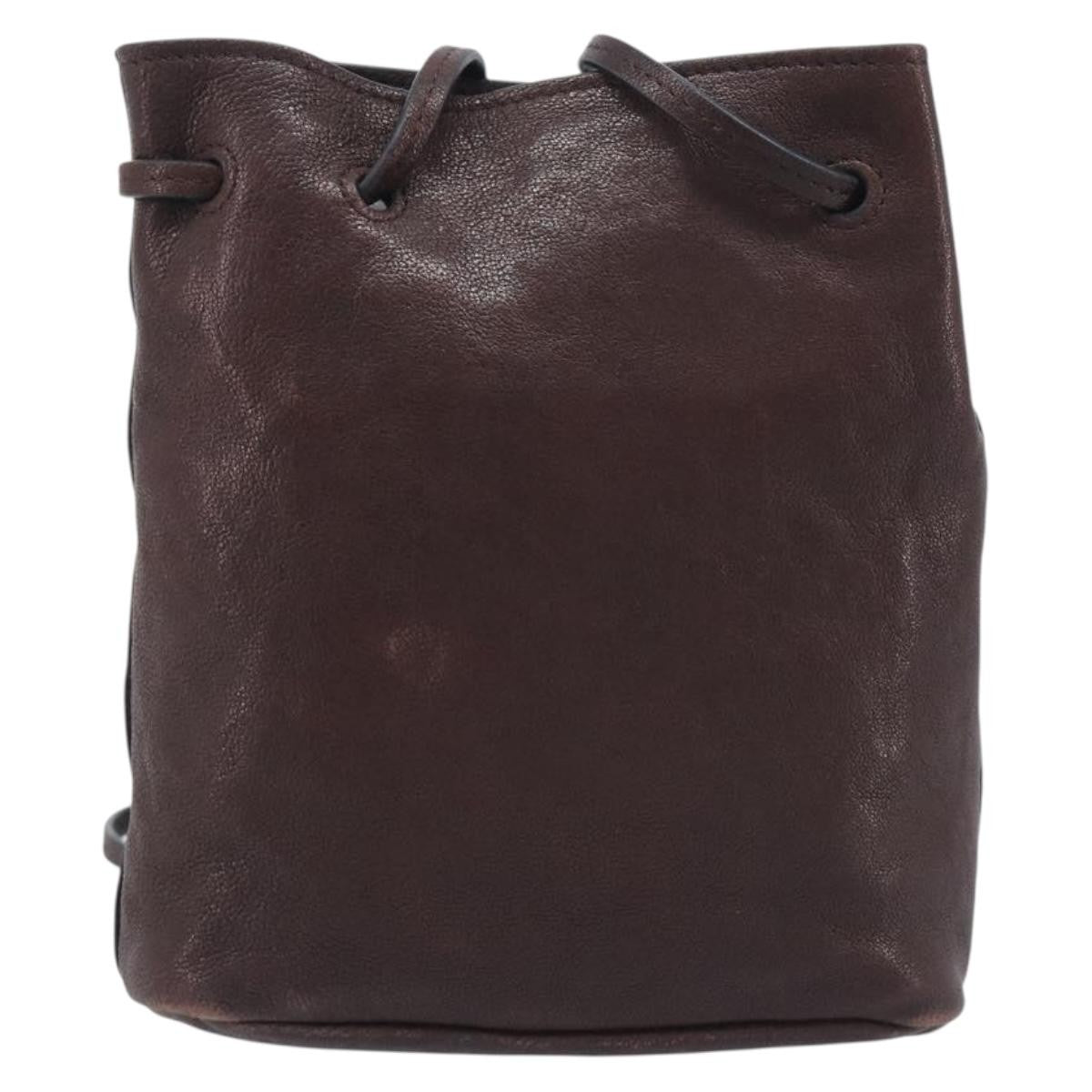 Miu Miu Aviator Bucket Leather Brown Leather Handbag (Pre-Owned)