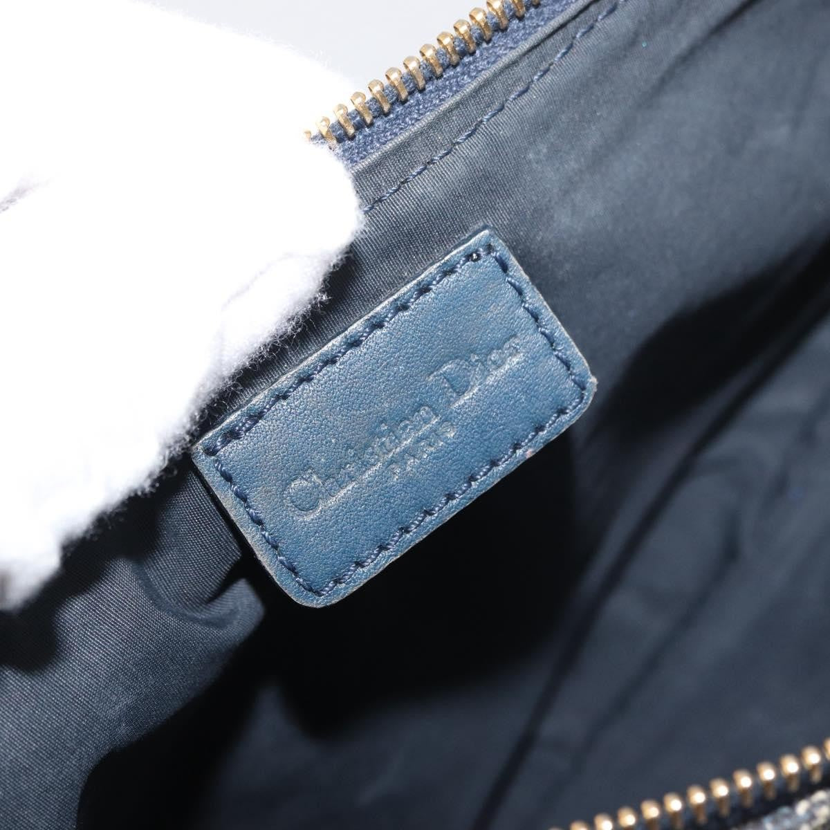 Christian Dior Vintage Saddle Bag Canvas Navy Canvas Clutche & Pouche Bag (Pre-Owned)