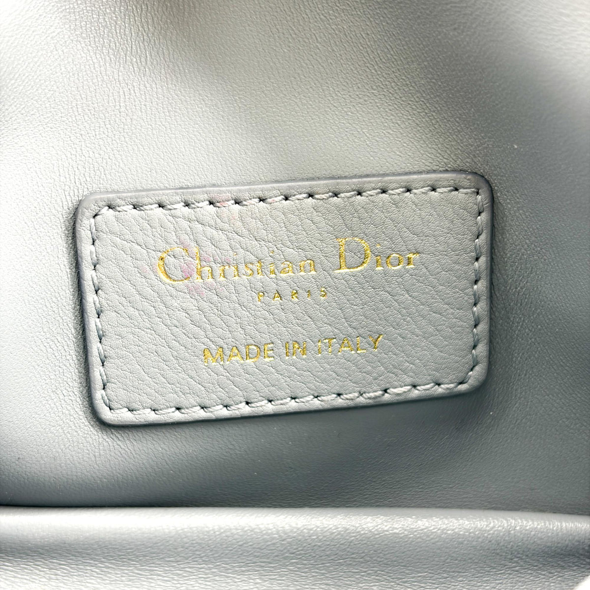 Christian Dior Caro Cannage Quilt Calfskin Gray Leather Handbag (Pre-Owned)
