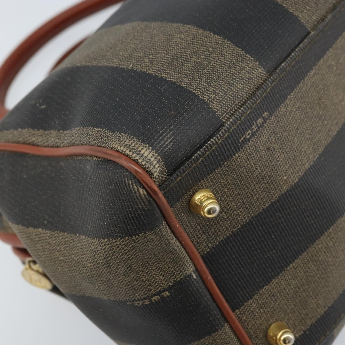 Fendi Vintage Pequin Convertible Boston Coated Canvas Brown Canvas Handbag (Pre-Owned)