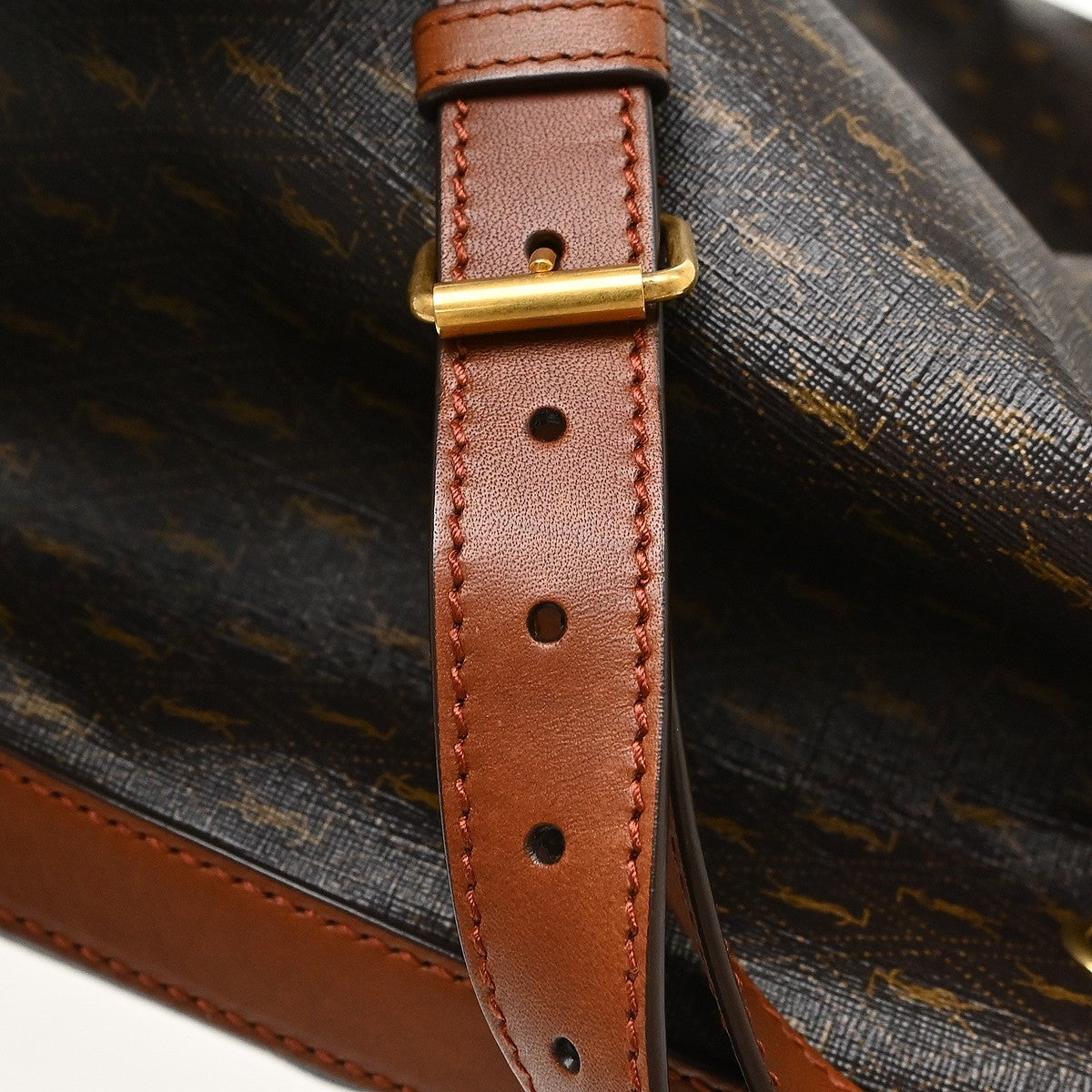 Saint Laurent Vintage Classic Monogram Drawstring Bucket Canvas Brown Canvas Shoulder Bag Bag (Pre-Owned)