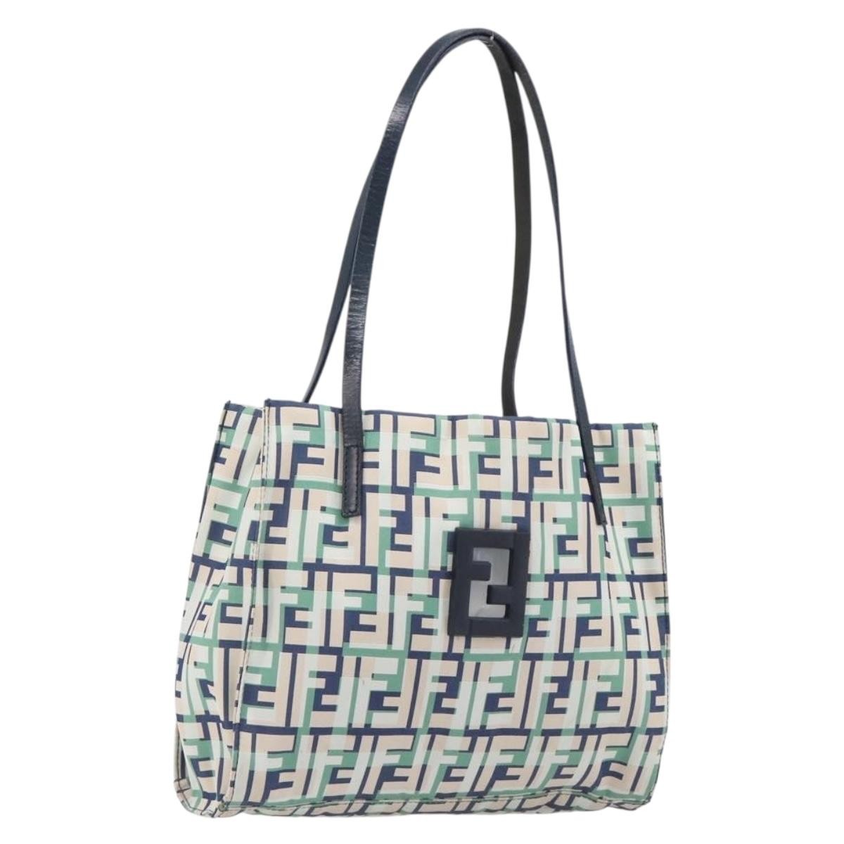 Fendi Logo Zucca Nylon Green Nylon Tote Bag Bag (Pre-Owned)