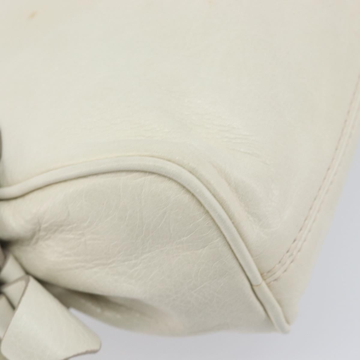 Miu Miu Beau Top Handle Leather White Leather Handbag (Pre-Owned)
