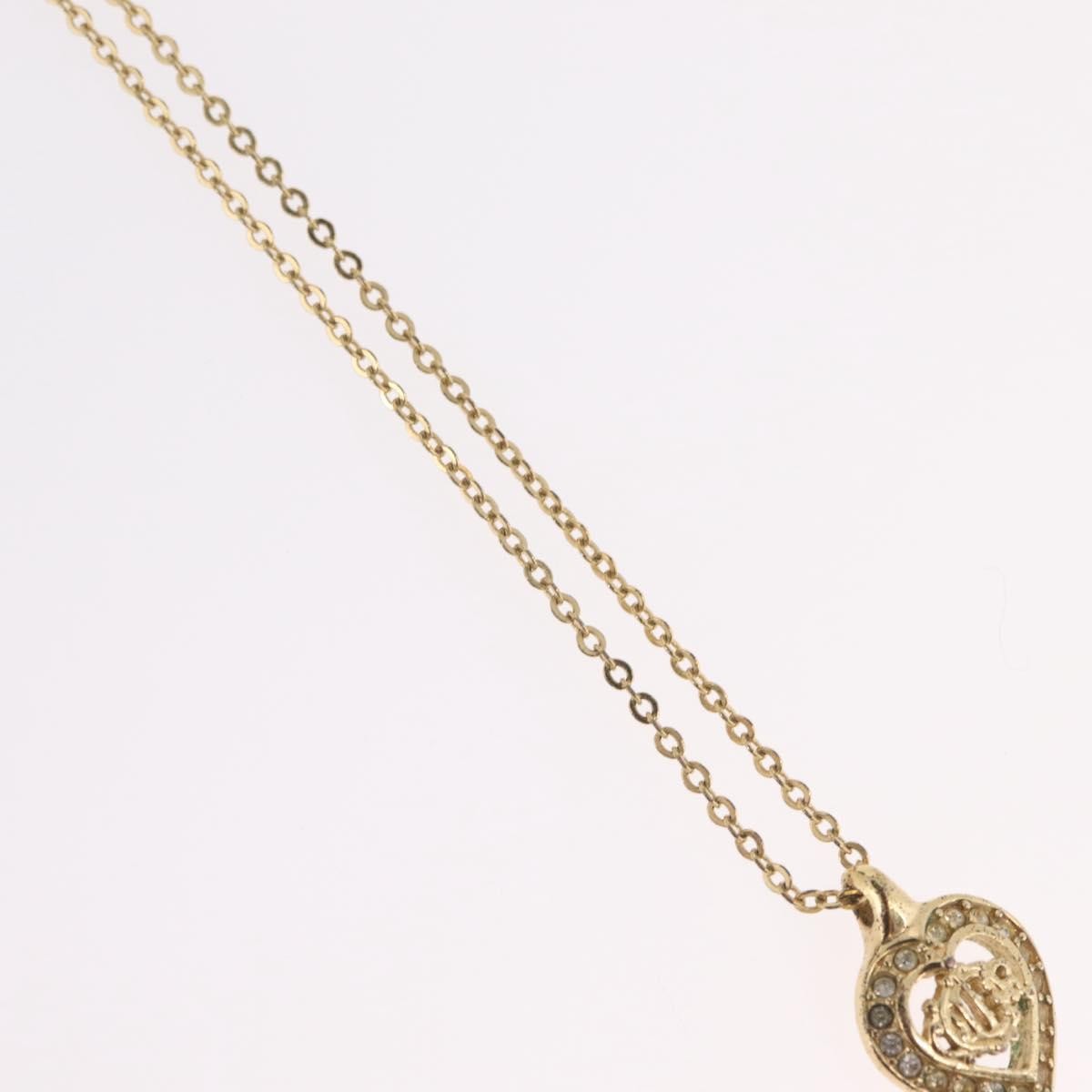 Christian Dior Logo Heart Pendant Metal Gold Metal Necklace Jewelry (Pre-Owned)