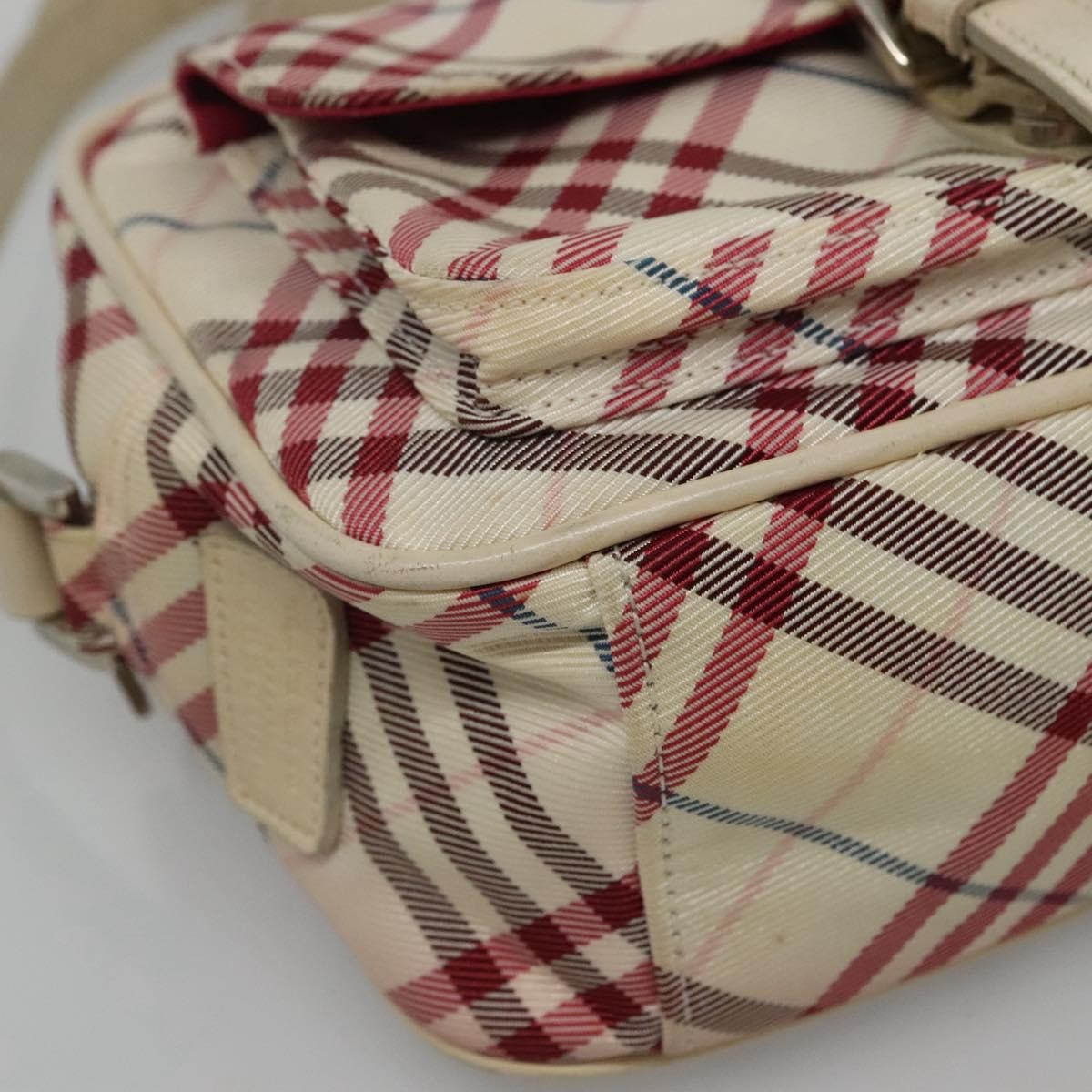 Burberry Nova Check Blue Label Nylon White Nylon Shoulder Bag Bag (Pre-Owned)
