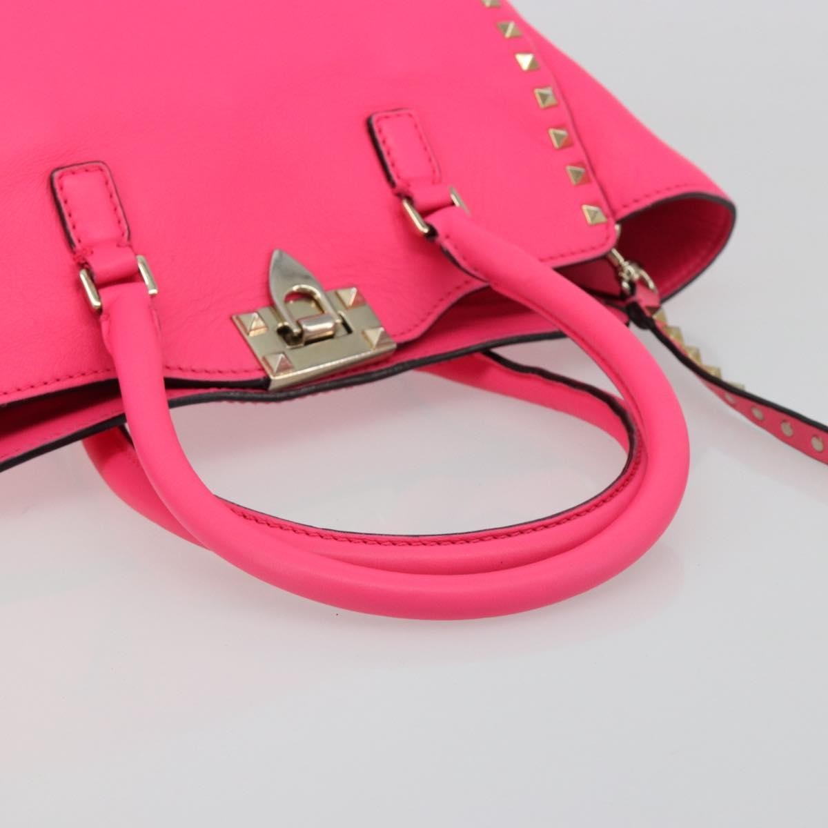 Valentino Garavani Rockstud Tote Soft Leather Pink Leather Tote Bag Bag (Pre-Owned)