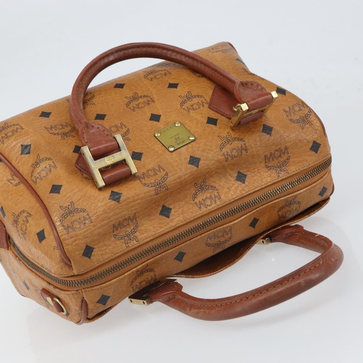 MCM Visetos Logogramme Leather Brown Leather Handbag (Pre-Owned)