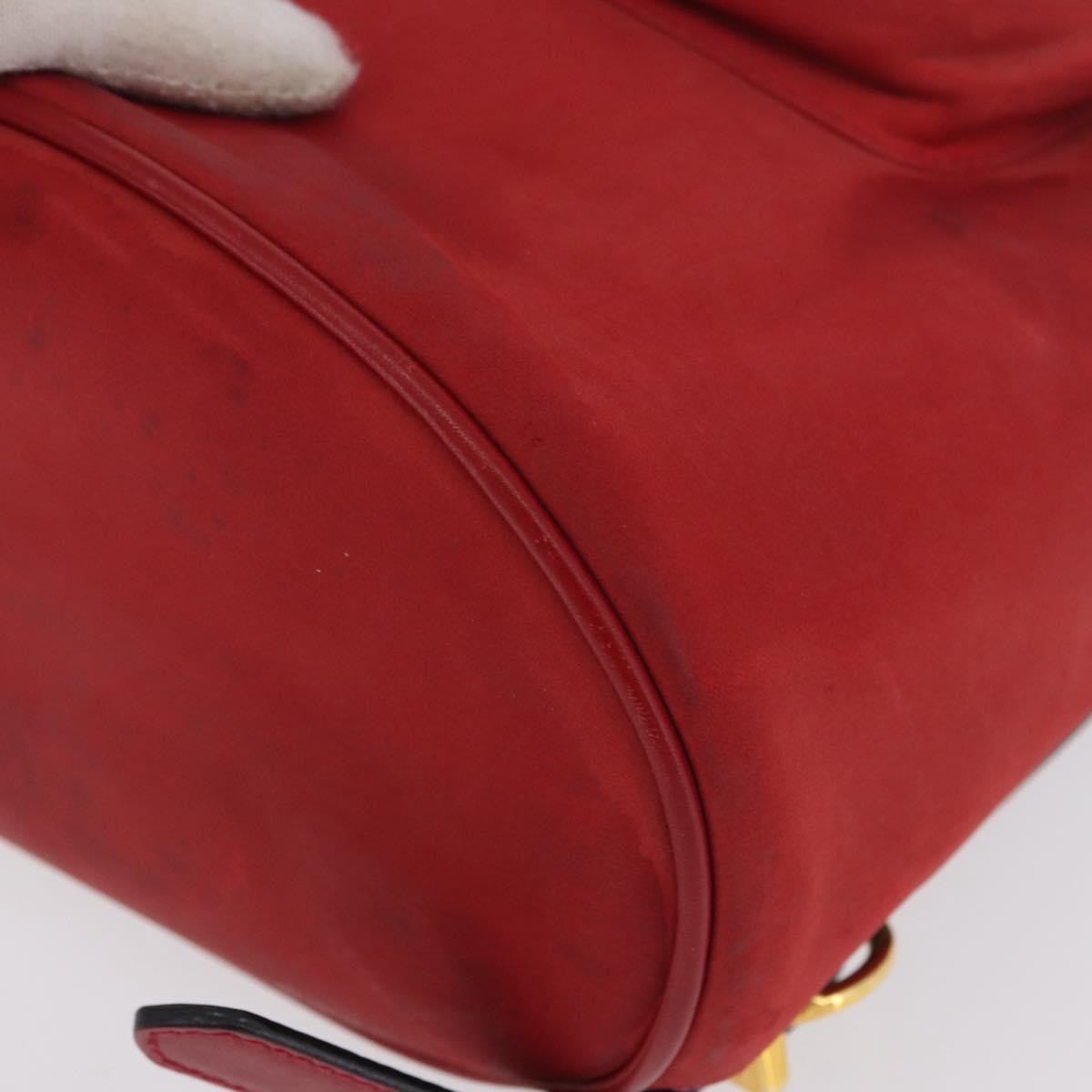 Salvatore Ferragamo Vara Flap Drawstring Leather And Suede Red Suede Backpack Bag (Pre-Owned)