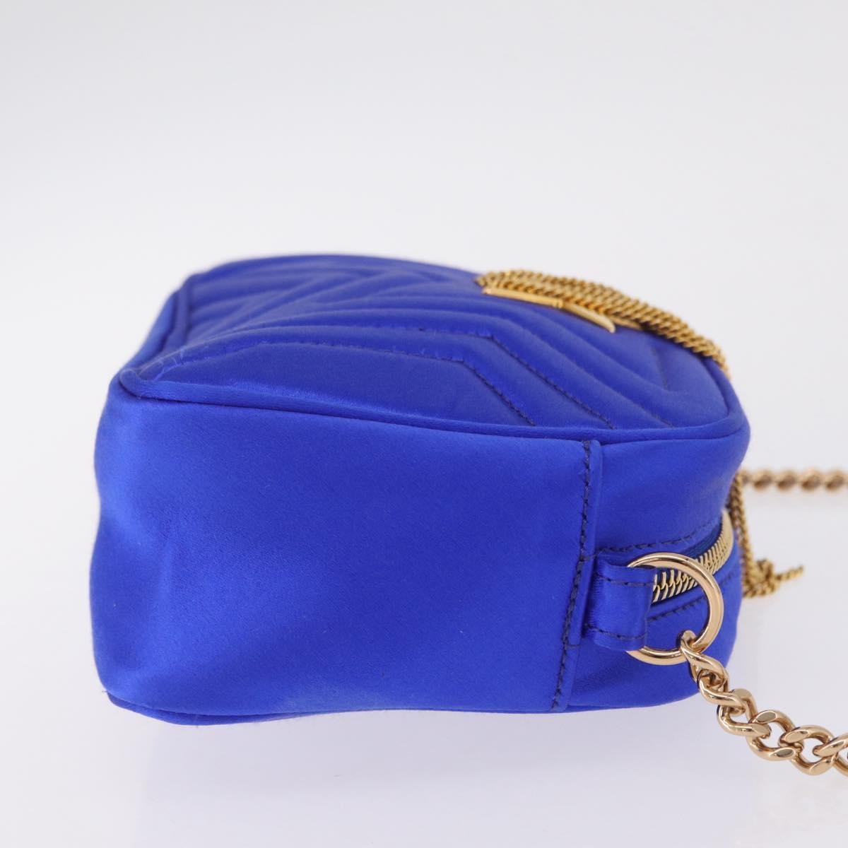 Stella Mccartney Stella Star Camera Quilted Satin Blue Satin Handbag (Pre-Owned)