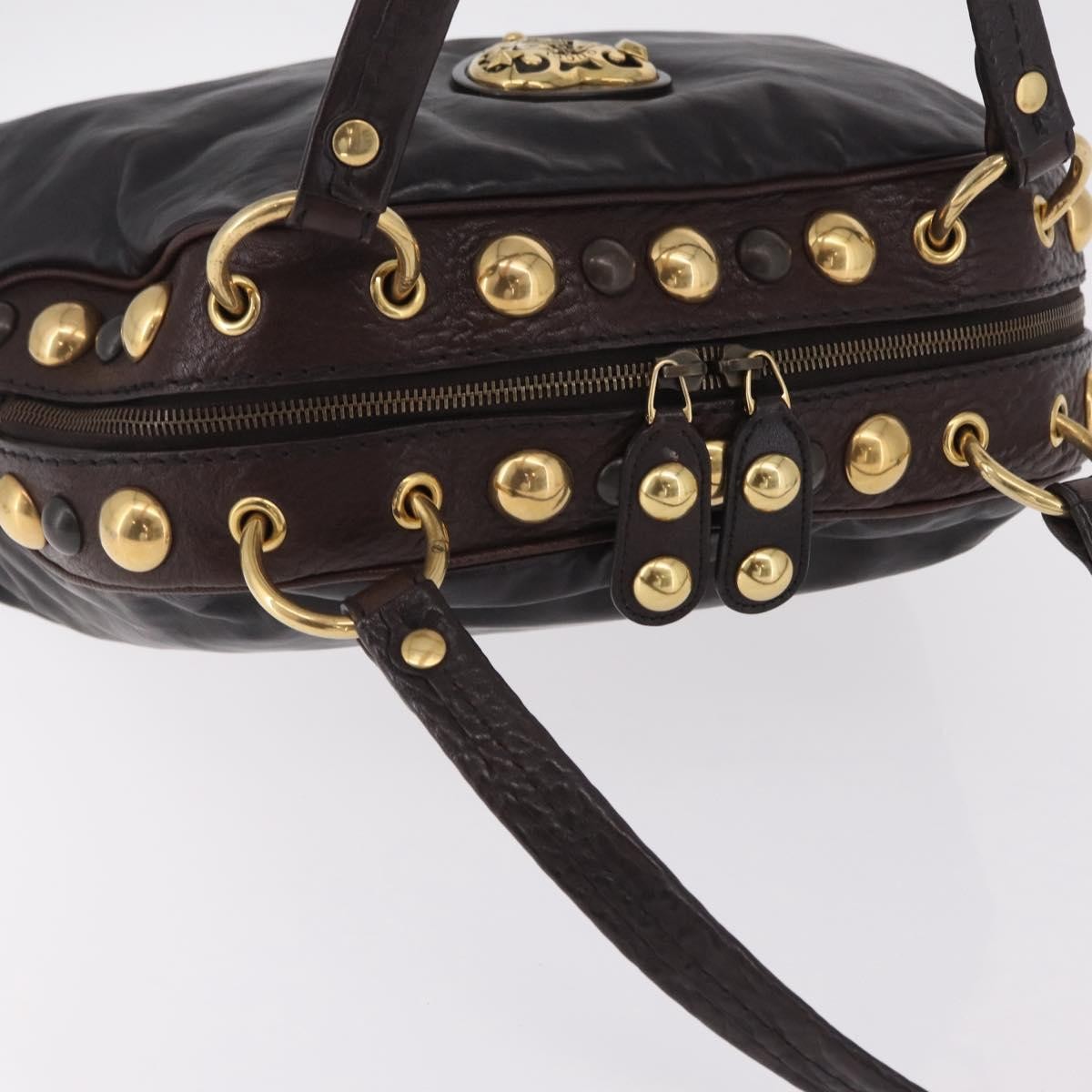 Gucci Babouska Heart Dome Satchel Leather Black Leather Handbag (Pre-Owned)