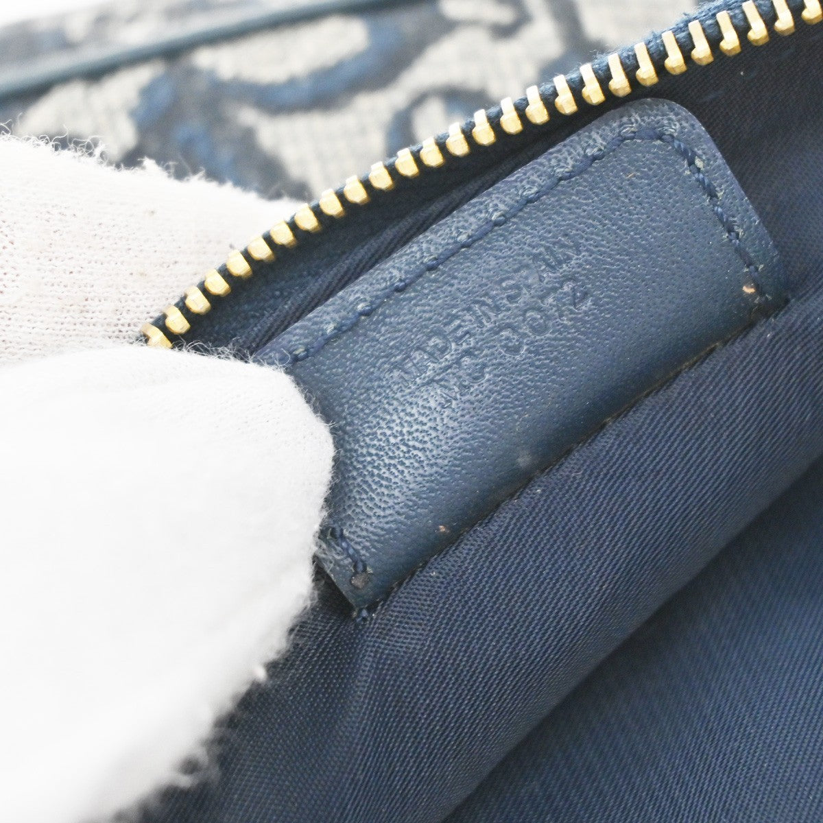 Christian Dior Vintage Saddle Diorissimo Canvas Navy Canvas Handbag (Pre-Owned)
