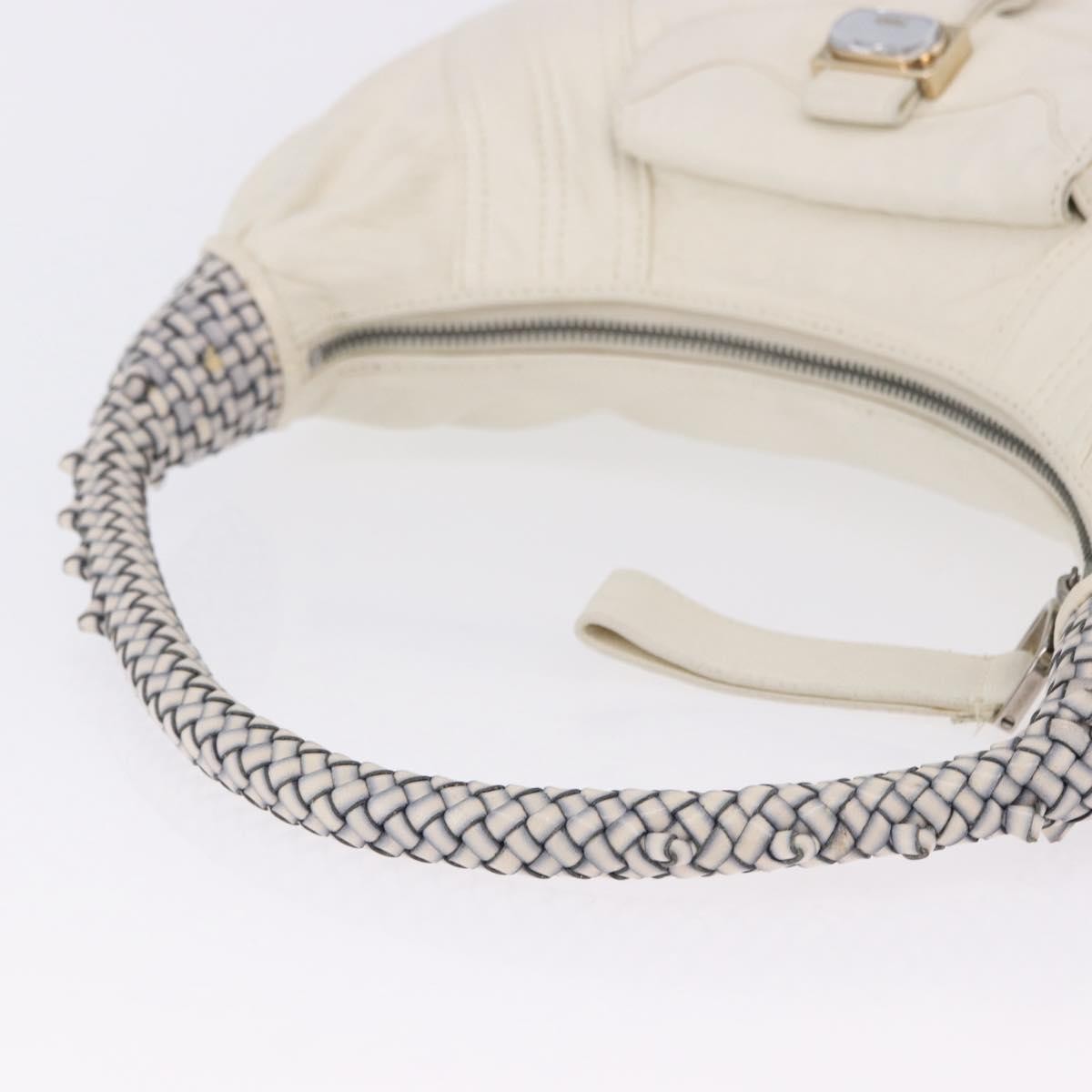 Fendi Spy Pocket Hobo Leather White Leather Handbag (Pre-Owned)