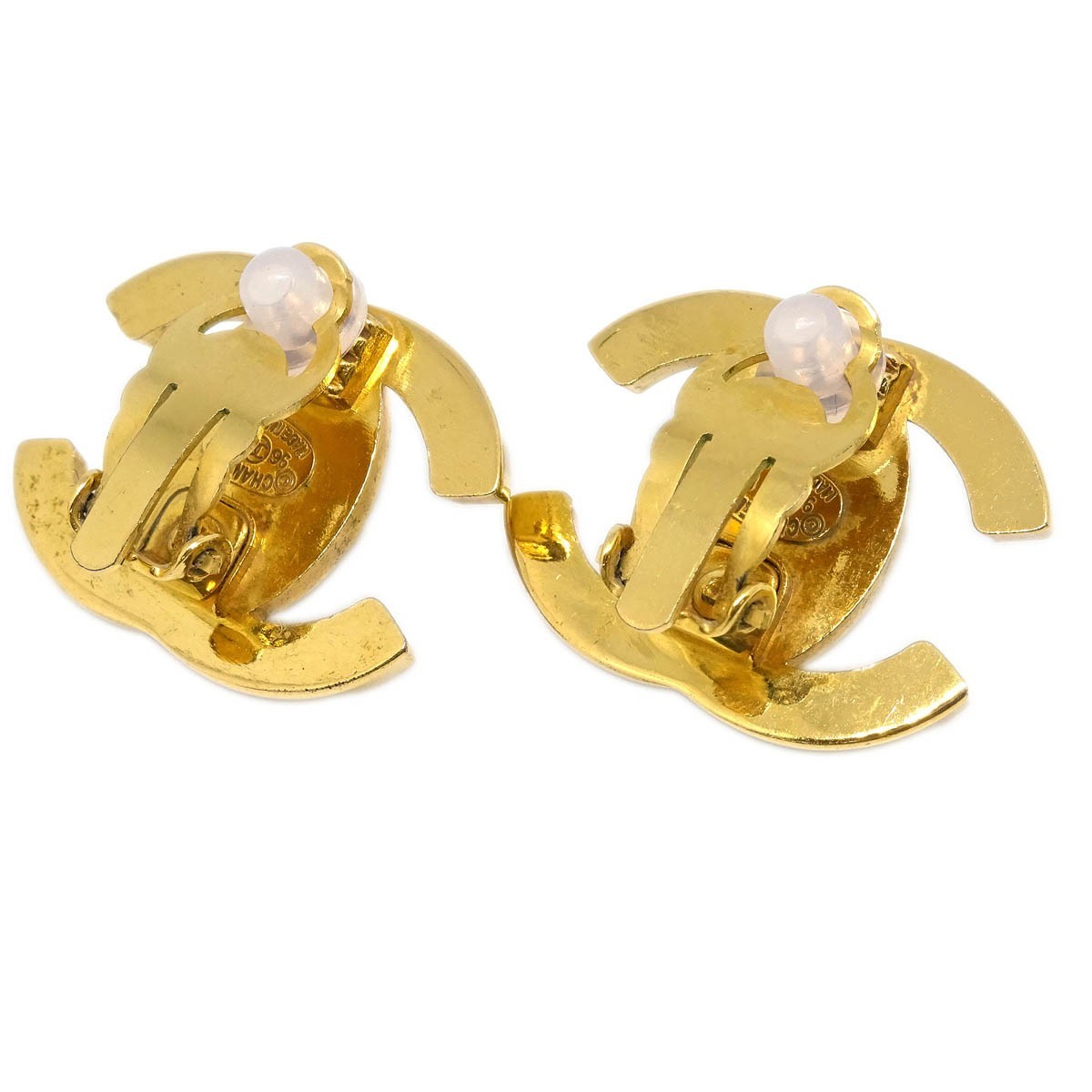 Chanel Cc Turnlock Clip-On Metal Gold Gold_Plated Earrings Jewelry (Pre-Owned)