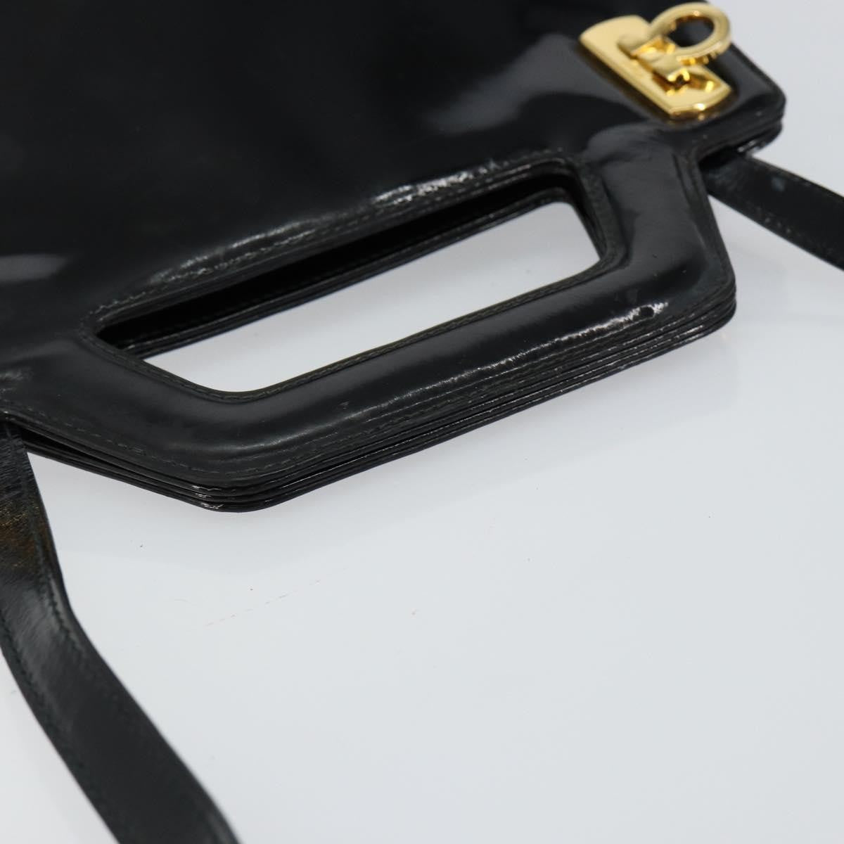 Salvatore Ferragamo Wanda Patent Leather Black Patent_Leather Handbag (Pre-Owned)