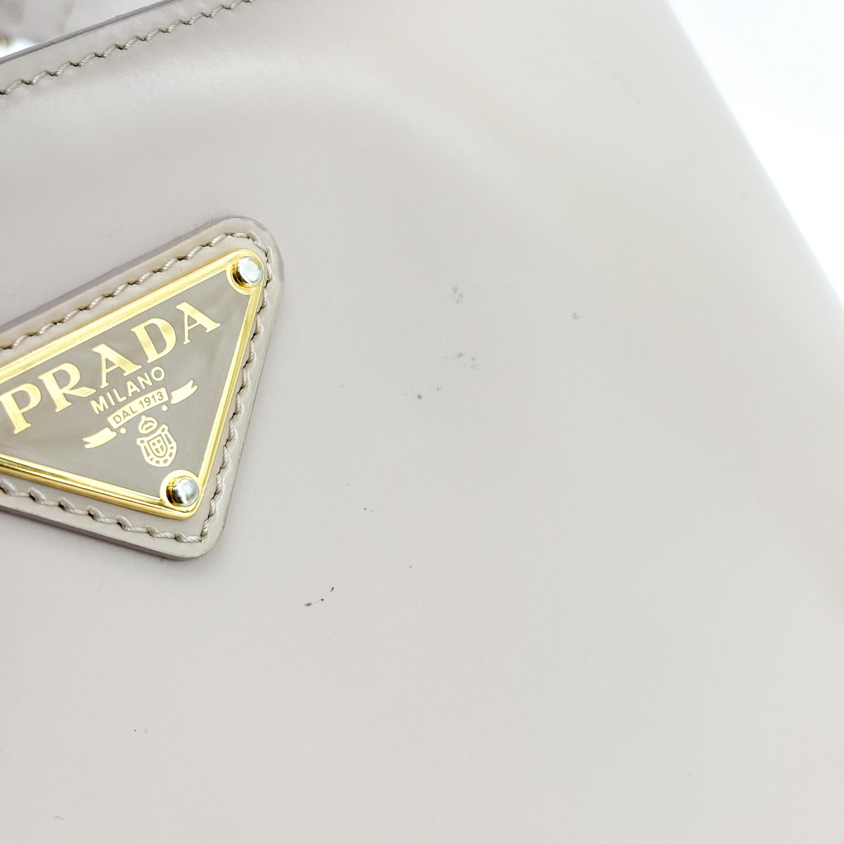 Prada Monochrome Panier Bucket Saffiano Leather Beige Leather Handbag (Pre-Owned)