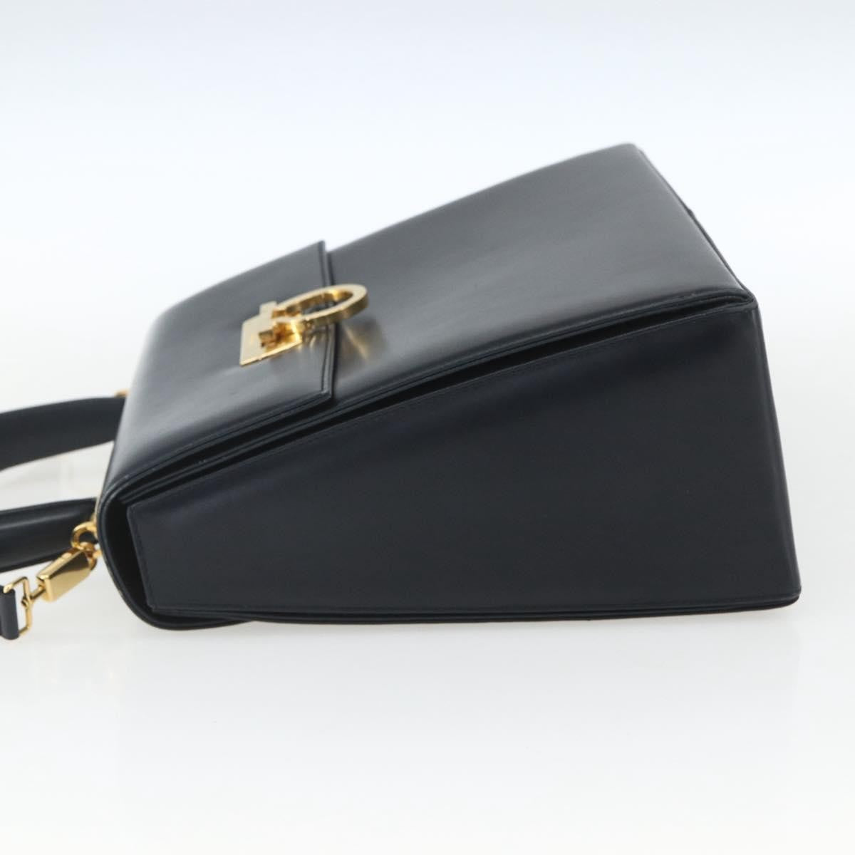 Salvatore Ferragamo Gancini Convertible Top Handle Leather Navy Leather Handbag (Pre-Owned)