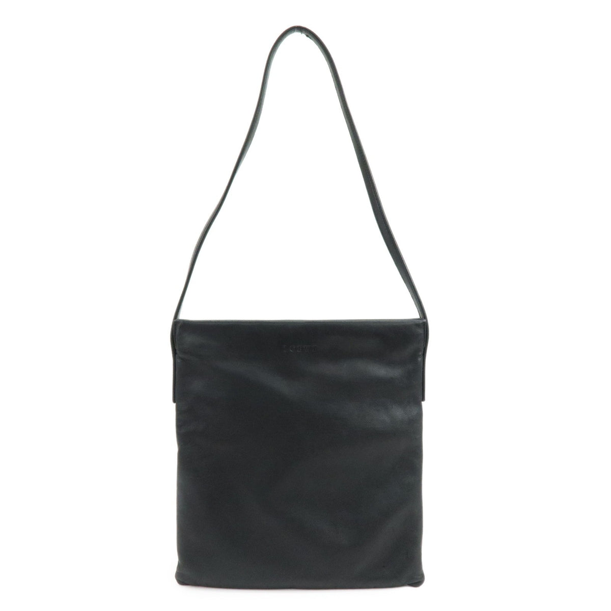 Loewe Shoulder Bag Leather Black Leather Shoulder Bag Bag (Pre-Owned)