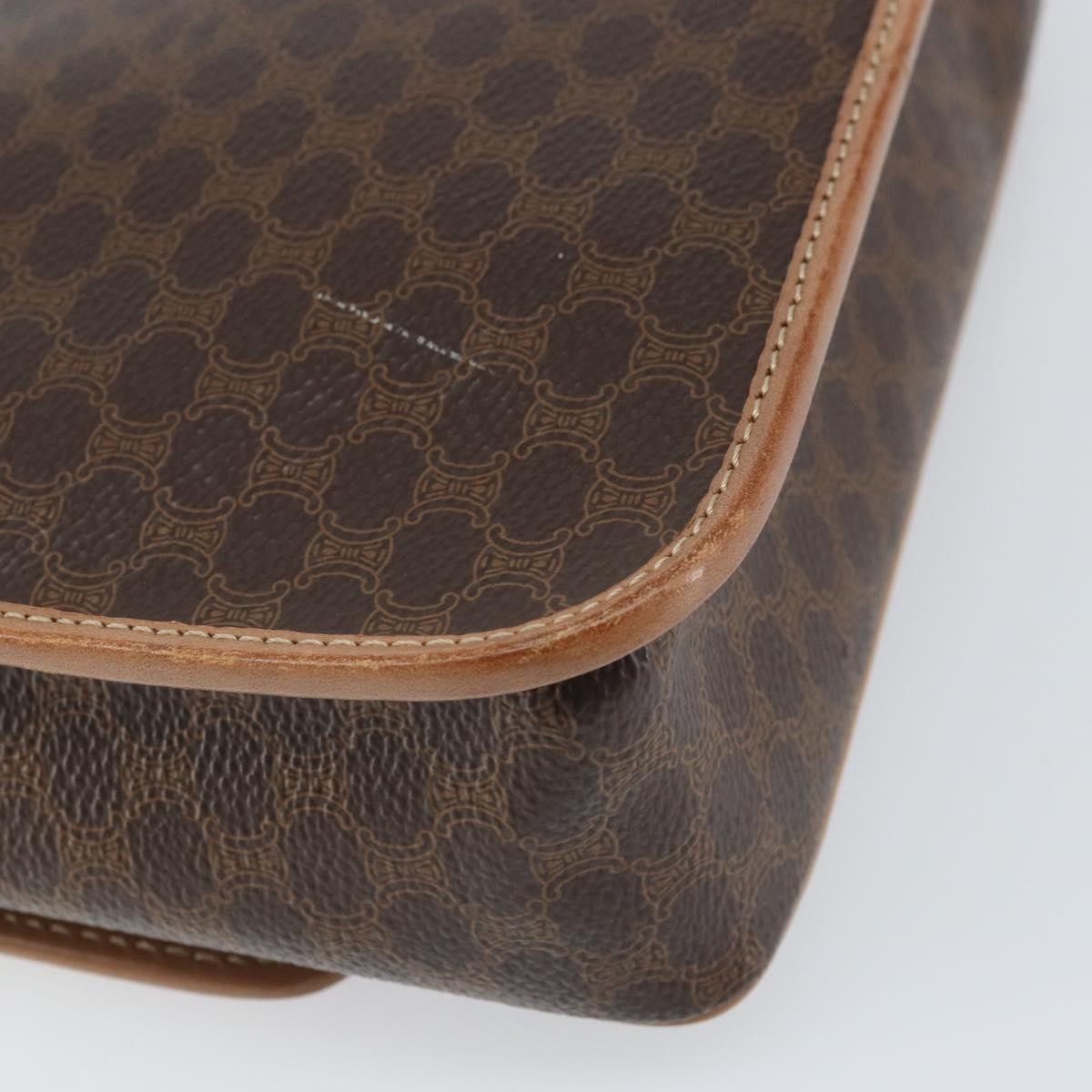 Celine Vintage Macadam Circle Logo Canvas And Leather Brown Pvc Shoulder Bag Bag (Pre-Owned)
