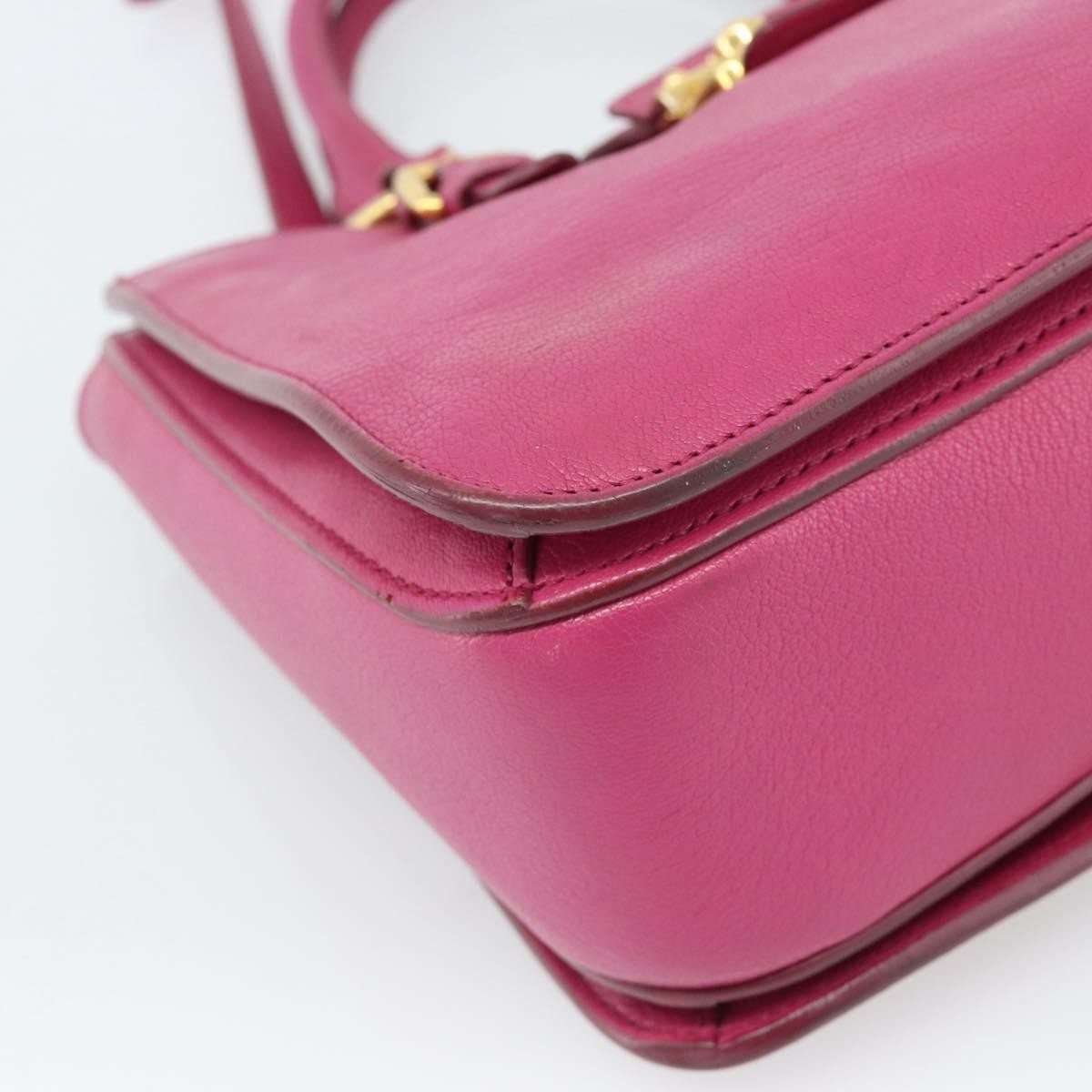 Miu Miu Madras Convertible Lock Leather Pink Leather Tote Bag Bag (Pre-Owned)