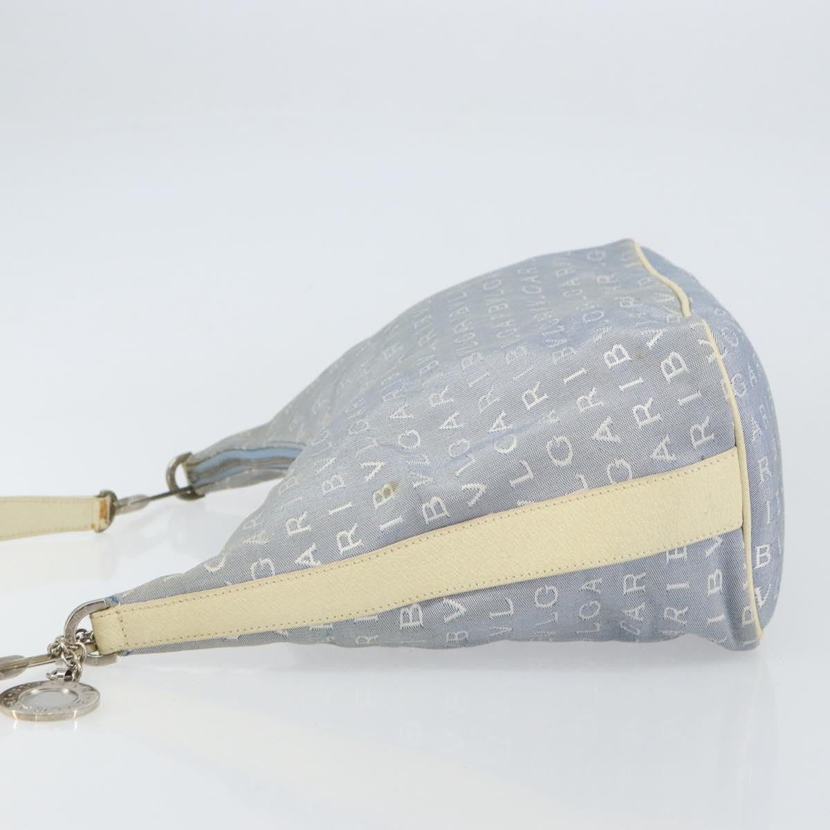Bvlgari Logomania Canvas With Leather Blue Canvas Shoulder Bag Bag (Pre-Owned)