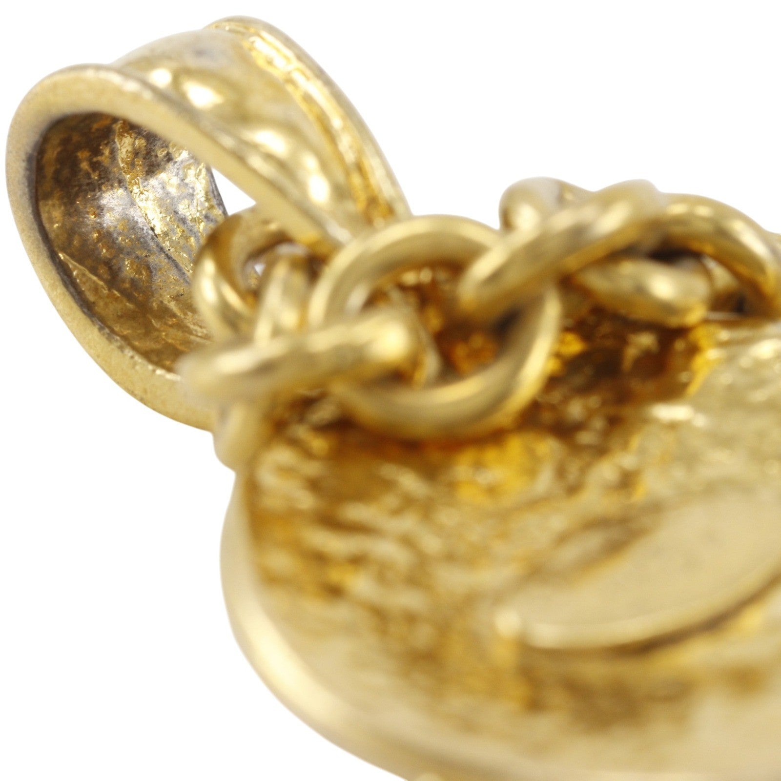 Chanel Vintage Cc Round Pendant Long Metal Gold Gold_Plated Necklace Jewelry (Pre-Owned)
