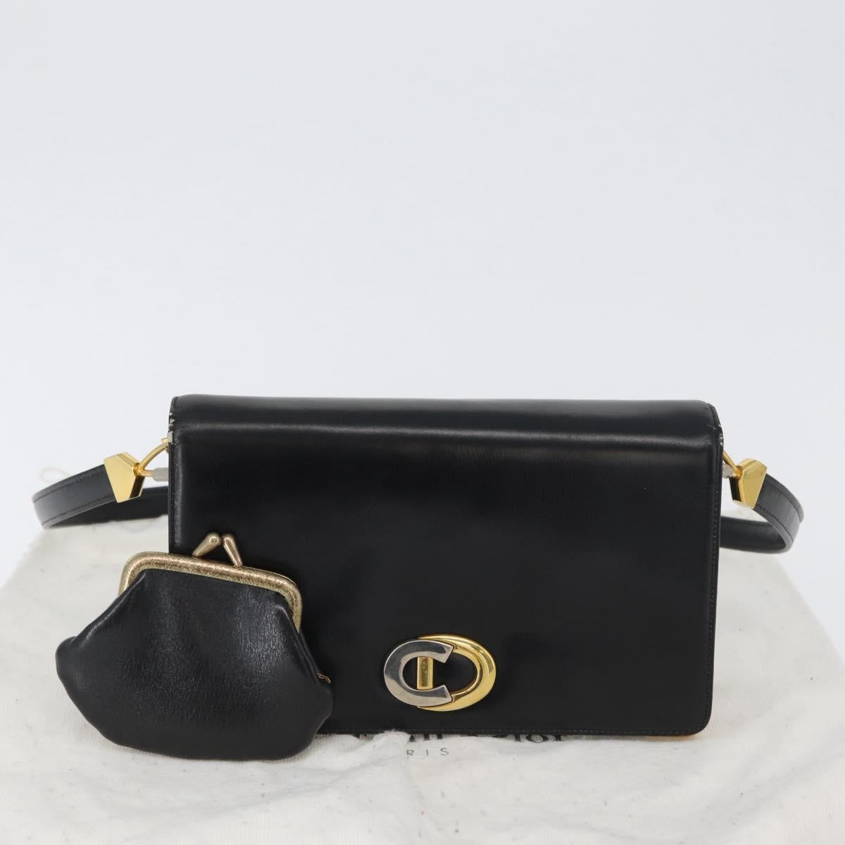 Christian Dior Cd Shoulder Bag Leather Black Calfskin Shoulder Bag Bag (Pre-Owned)
