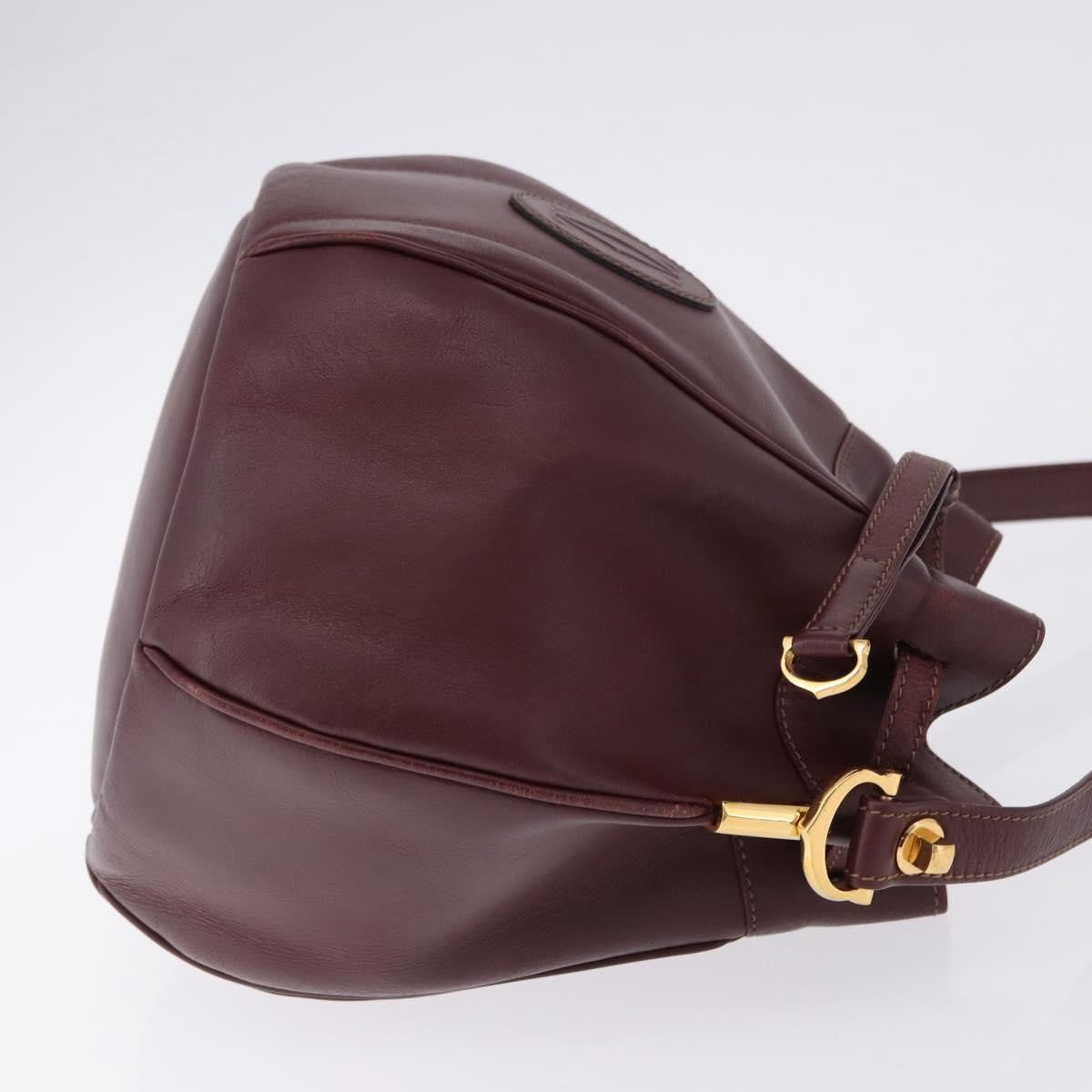 Cartier Must De Cartier Leather Burgundy Leather Shoulder Bag Bag (Pre-Owned)
