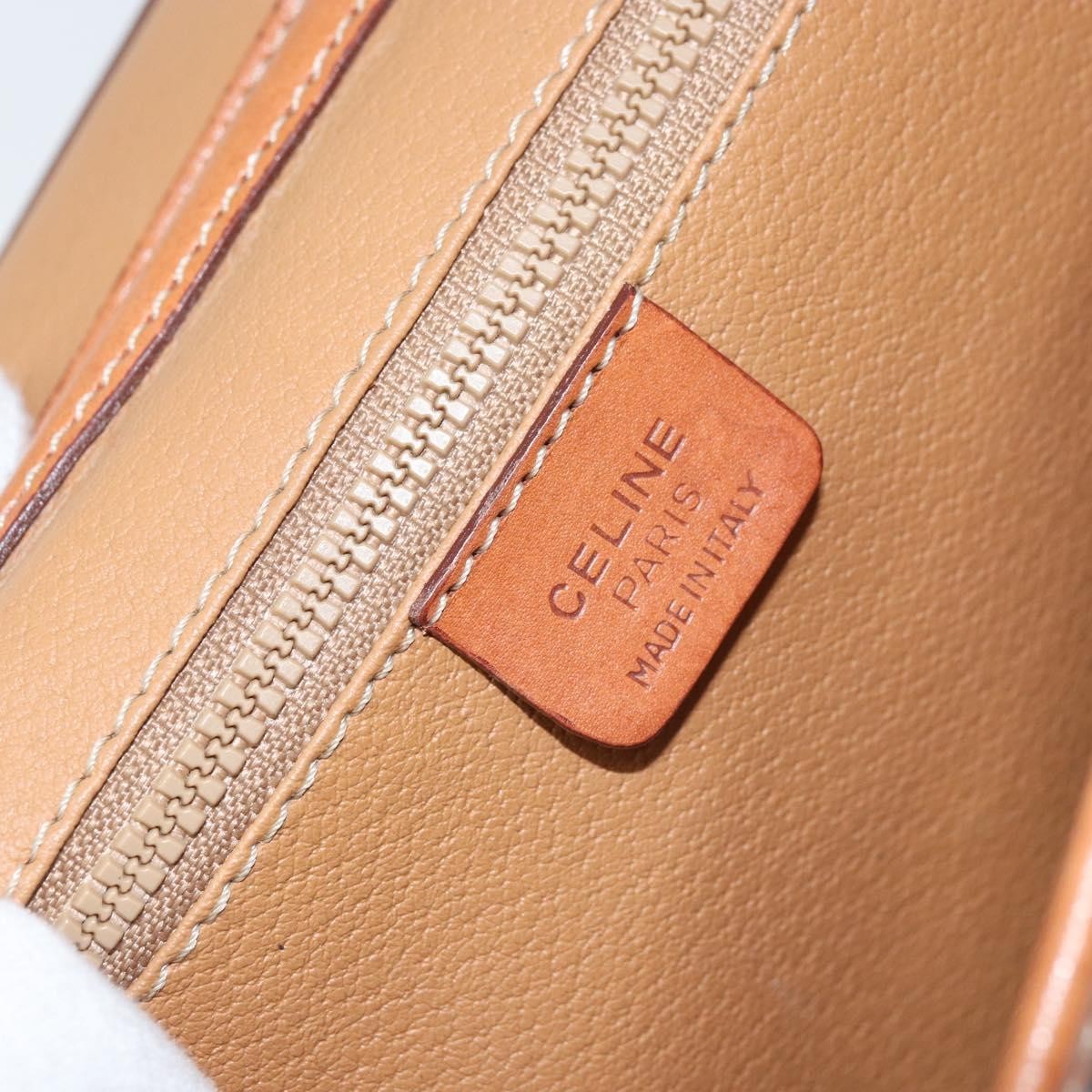 Celine Vintage Macadam Circle Logo Canvas And Leather Brown Canvas Shoulder Bag Bag (Pre-Owned)
