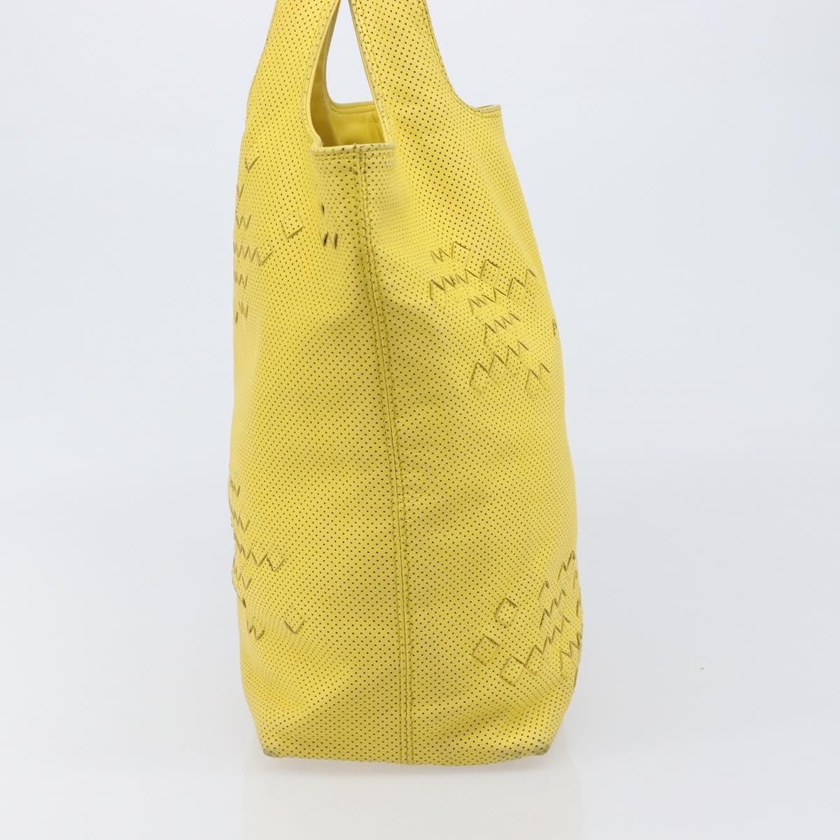 Bottega Veneta Tote Perforated Intrecciato Yellow Leather Tote Bag Bag (Pre-Owned)
