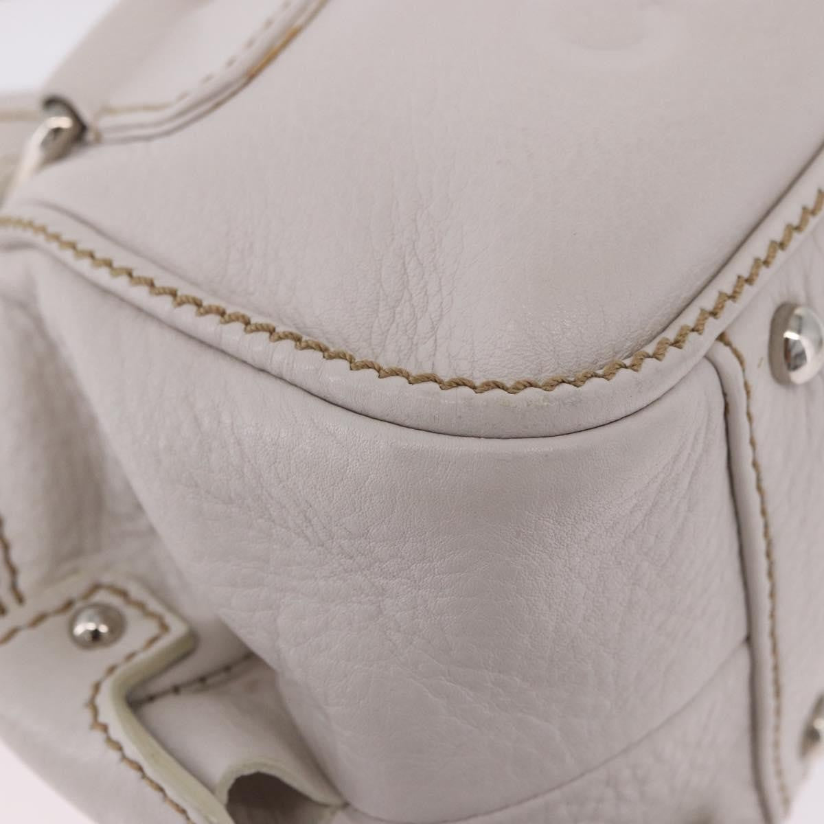 Chanel Lax Tassel Pebbled Leather White Leather Handbag (Pre-Owned)