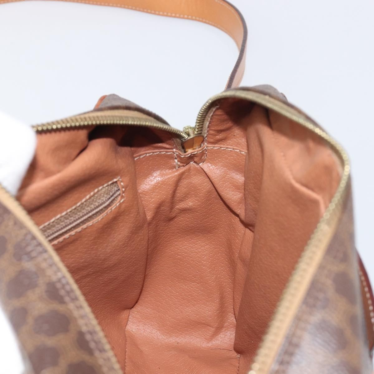 Celine Vintage Macadam Circle Logo Canvas And Leather Brown Pvc Shoulder Bag Bag (Pre-Owned)