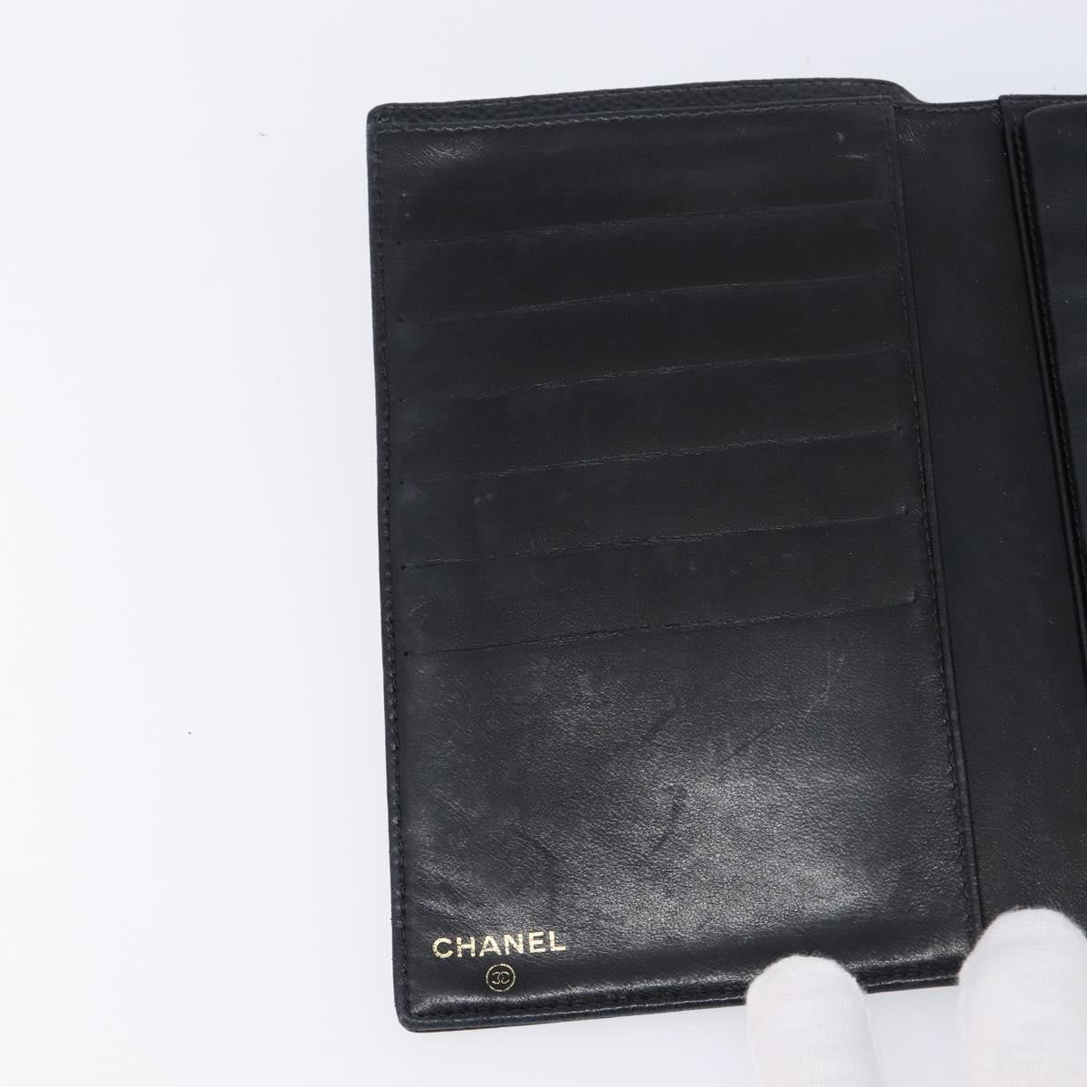 Chanel Vintage Cc Bifold Leather Black Leather Wallets Accessory (Pre-Owned)