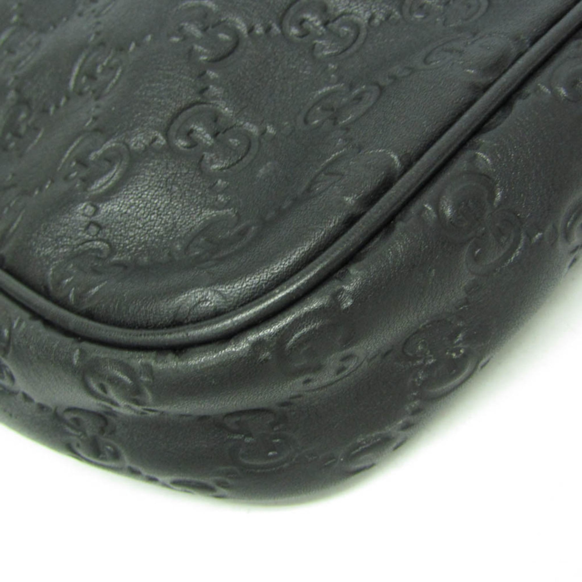 Gucci Convertible Briefcase Guccissima Leather Black Leather Briefcase Bag (Pre-Owned)
