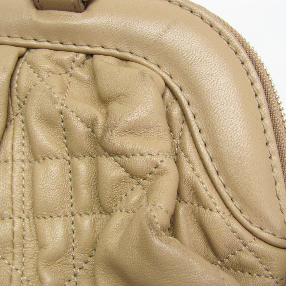 Christian Dior Lady Cannage Matelassé Beige Leather Handbag (Pre-Owned)