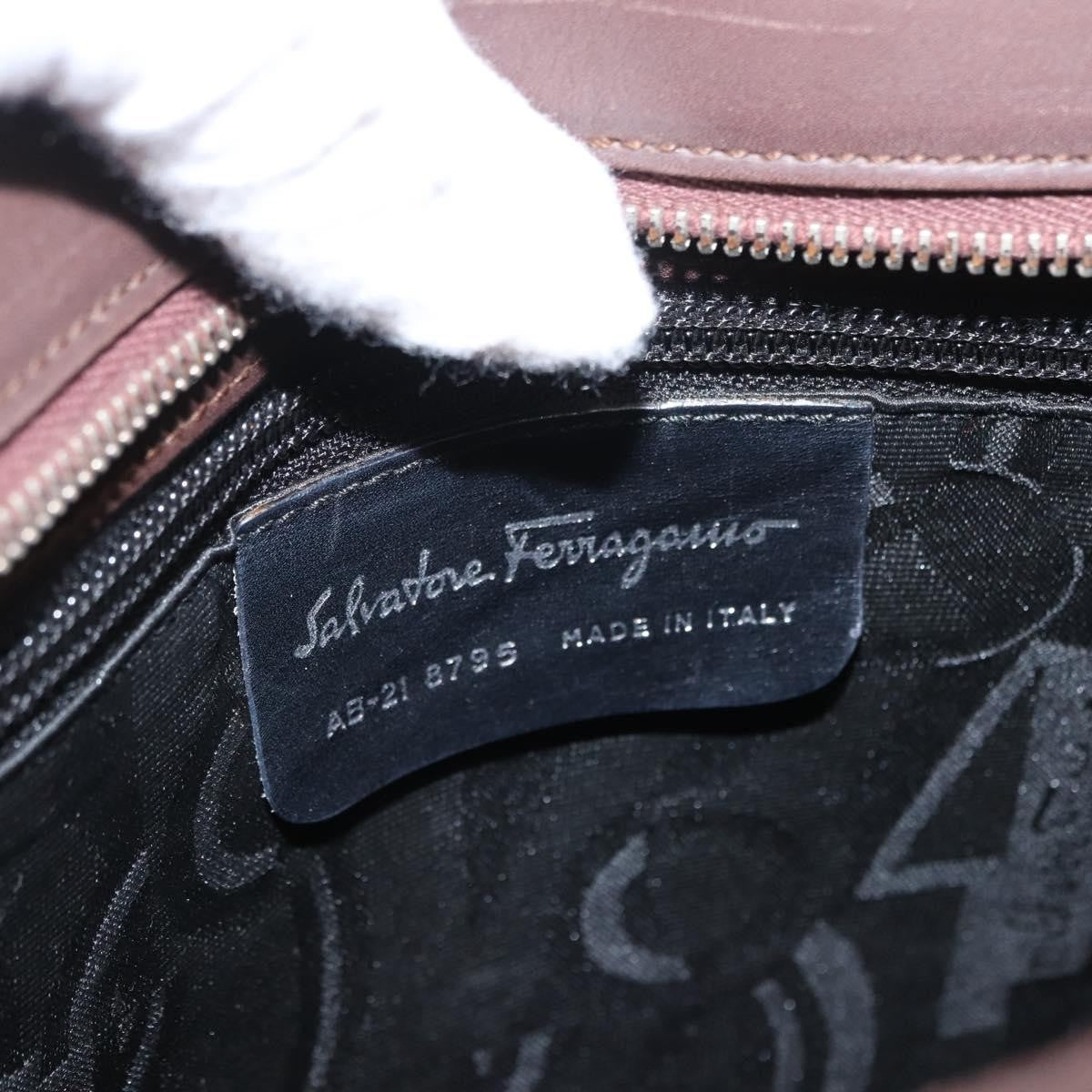 Salvatore Ferragamo Gancini Leather Brown Leather Shoulder Bag Bag (Pre-Owned)