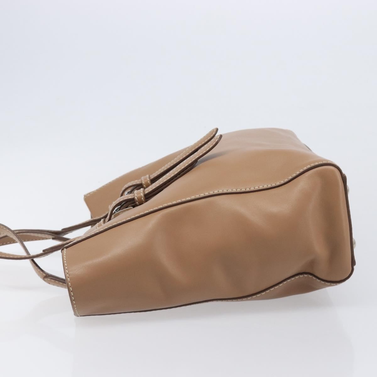 Prada Covered Strap Open City Calfskin Beige Leather Tote Bag Bag (Pre-Owned)