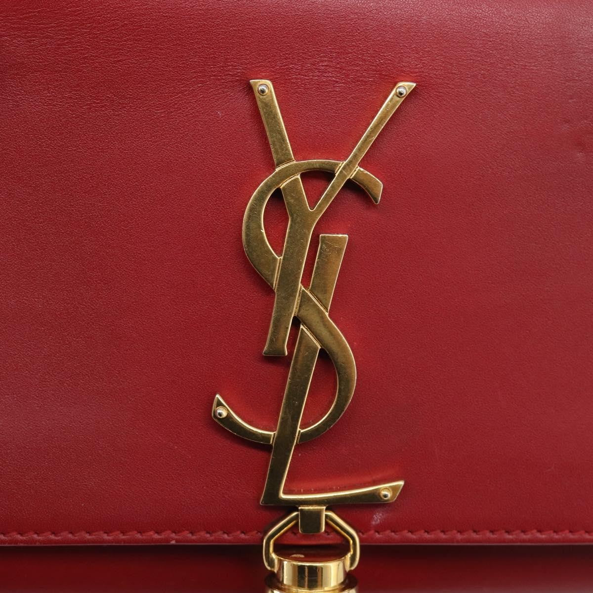 Saint Laurent Classic Monogram Leather Red Leather Crossbody Bag Bag (Pre-Owned)