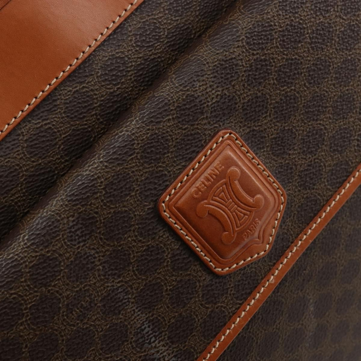 Celine Vintage Macadam Canvas And Leather Brown Canvas Tote Bag Bag (Pre-Owned)