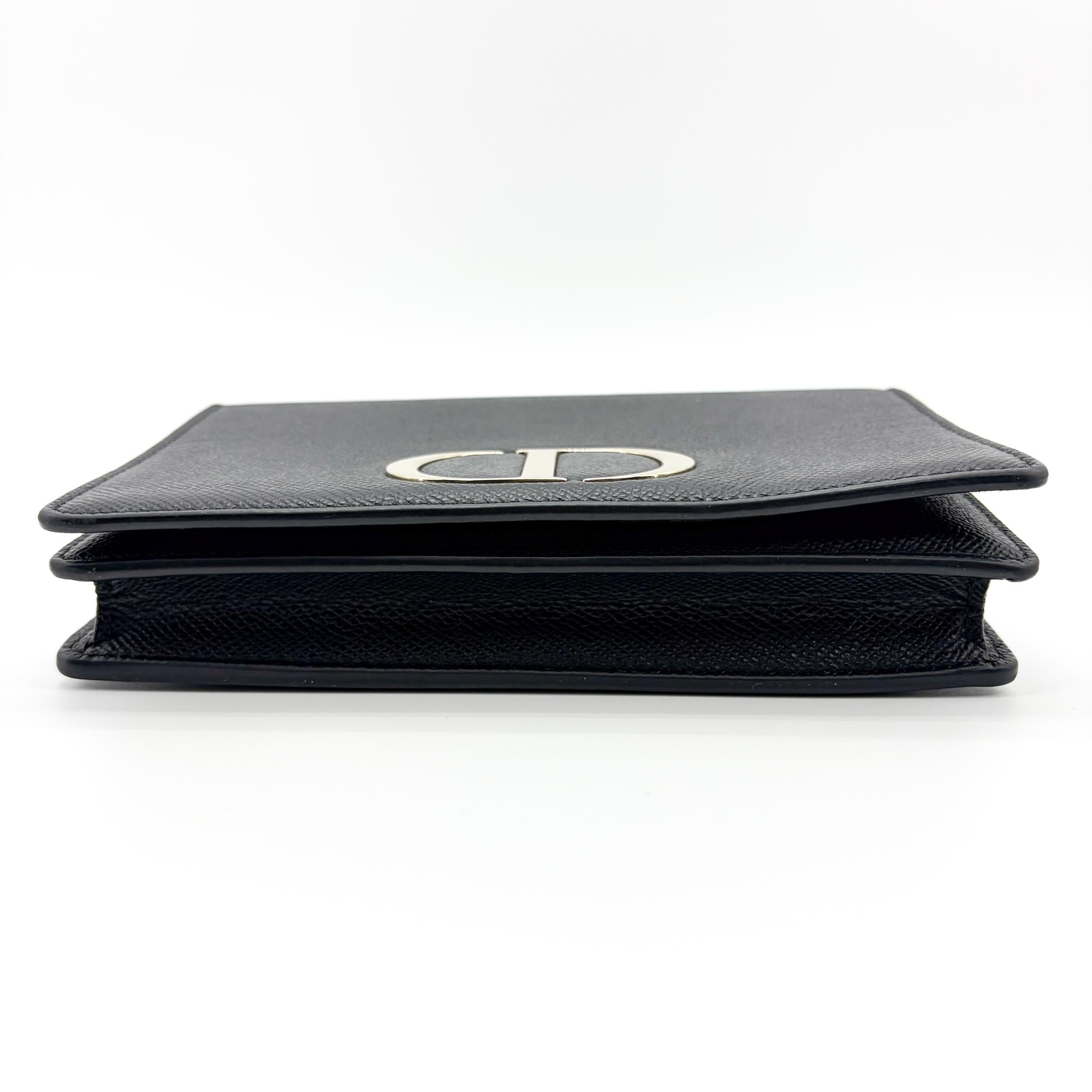 Christian Dior 30 Montaigne 2-In-1 Leather Black Calfskin Clutche & Pouche Bag (Pre-Owned)