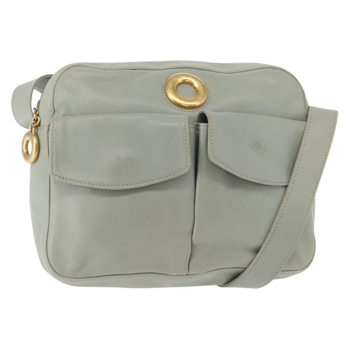 Celine Circle Logo Leather Green Leather Shoulder Bag Bag (Pre-Owned)