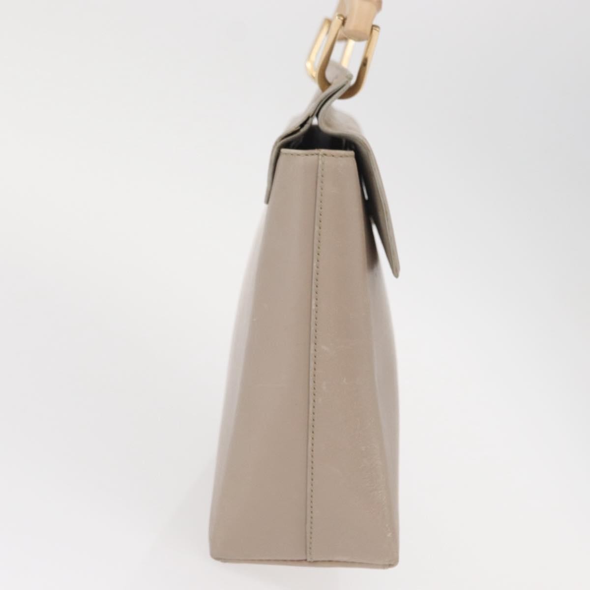 Gucci Vintage Bamboo Handle Leather Beige Leather Handbag (Pre-Owned)