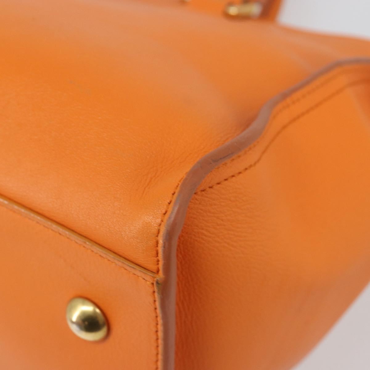 Saint Laurent Classic Y Cabas Leather Orange Leather Tote Bag Bag (Pre-Owned)