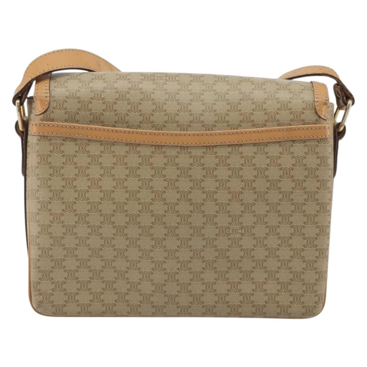 Celine Vintage Macadam Canvas And Leather Beige Canvas Shoulder Bag Bag (Pre-Owned)