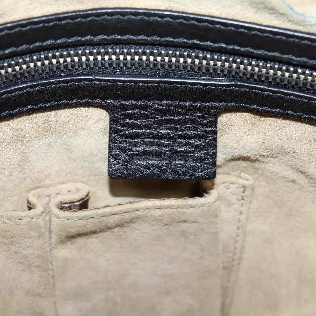Gucci Zip Messenger Leather With Striped Detail Black Leather Handbag (Pre-Owned)