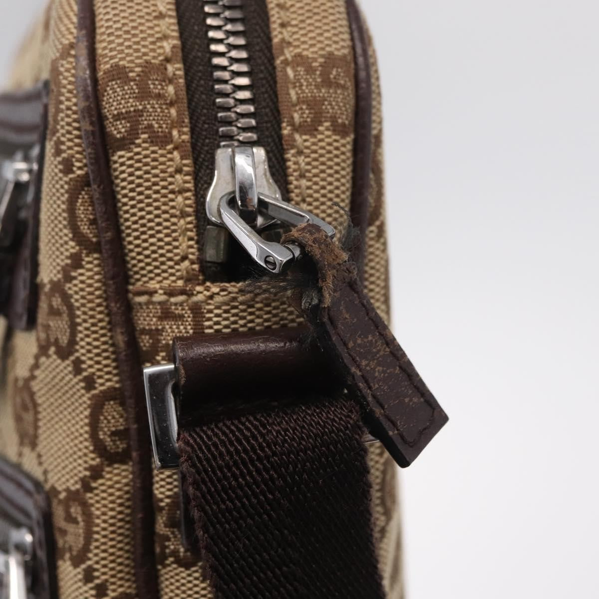 Gucci Front Zip Messenger Gg Coated Canvas Beige Canvas Crossbody Bag Bag (Pre-Owned)