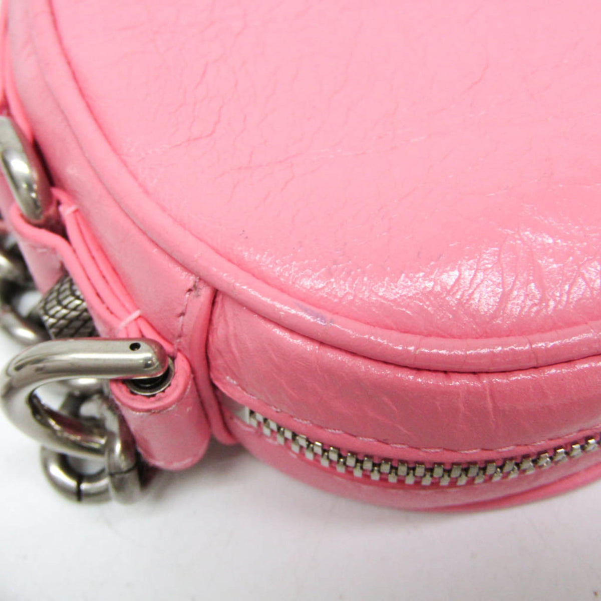 Balenciaga Le Cagole Giant Studs Heart Chain Leather Pink Leather Handbag (Pre-Owned)